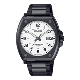 Casio, Men's Watch Analog,White Dial Black Stainless Steel Band, MTP-E715D-7AVDF